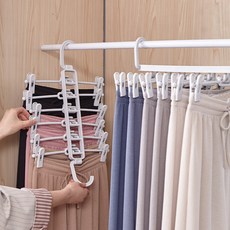 바이퀸 공간절약 고급형 6단 집게 바지걸이, 화이트, 1개