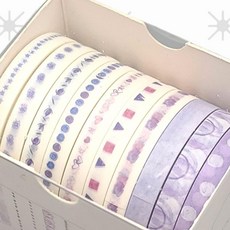 다꾸 마스킹 테이프 퍼플 패턴 10롤 세트, 본상품