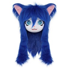 獸頭套 福瑞 cos 獸頭 cosplay 可穿戴 來圖定做, 深藍色, 1個