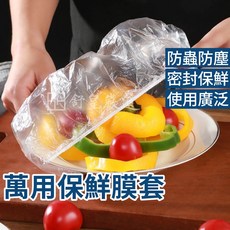 100入 萬用保鮮膜套 菜罩 食物保鮮蓋, 1個, 一次性保鮮膜套(100入)