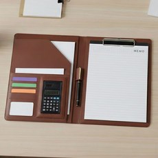 픽커스 가죽 계산기 멀티 서류판, 브라운