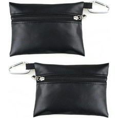 블랙 미니 골프 티 파우치 백 2개 저항 공 보관 가방 지퍼가 달린 가죽 포켓 용품 액세서리 클럽