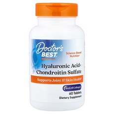 [해외직구] Doctor's Best 닥터스베스트 히알루론산 콘드로이틴 설페이트 60 정 보충제 단일포장, Doctor's Best 닥터스베스트 히알루론산 콘드로