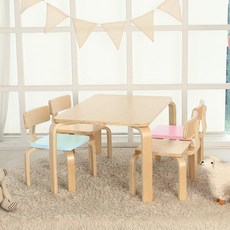 일루일루 프로스 어린이 책상 의자 세트 스퀘어의자2개+책상1개 3컬러, 책상내추럴1개 의자내추럴2개