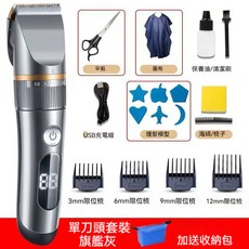 電剪 理髮器 雙刀頭套裝, 旗艦灰單刀頭