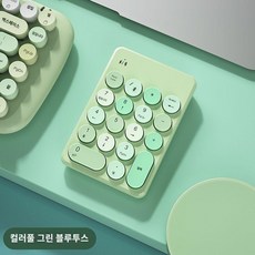 무선 노트북용 재무 숫자 키패드 및 마우스 콤보 22키 회계 데스크탑용 USB 수신기, 공식 표준, 컬러풀 그린(Bluetooth 배터리 버전)