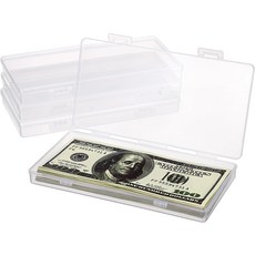 Hipiwe 4팩 플라스틱 머니 정리함 뚜껑이 있는 투명 현금 상자 보관용 동전 신용카드 체크 문구용 작은 용기, 2 Pack, Transparent