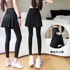 假兩件裙褲 運動高腰內搭褲裙 瑜伽褲裙 口袋設計