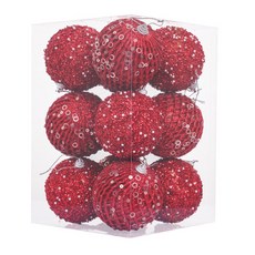 圣誕樹裝飾掛件吊球8cm/10cm場景道具婚禮擺件彩球塑料泡沫圣誕球聖誕節節慶派對裝飾聖誕掛飾聖誕佈置耶誕居家佈置, 8cm紅色-12個裝, 1個