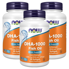 나우푸드 DHA-1000 피쉬 오일 1000mg 소프트젤, 90정, 3개