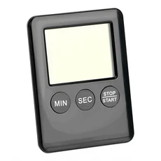 얇고 심플한 디자인의 주방용 조리 타이머 대형 LCD 디지털 화면 사각형 알람 시계 (자석 포함), 01 검정색