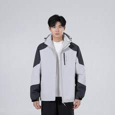 石墨烯保暖情侶款棉服 戶外沖鋒登山可卸帽工裝短款棉襖外套, 男款高級灰