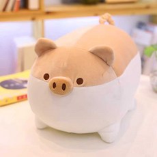 통통한 원통형 아기호랑이 시바견 애착인형 쿠션 돼지, 브라운 돼지 50cm