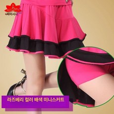 피겨스케이트 살색 피겨복 스타킹 피겨 타이즈 레깅스, 1개, 로즈레드 양면 숏 스커트