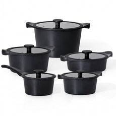 고급스러운 블랙 IH 인덕션 세라믹코팅 냄비 5종, 1세트, 디아크 5종세트