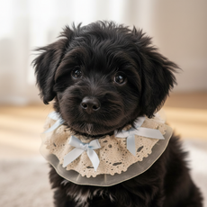 하니펫 반려동물 귀요미스카프 리본 쁘띠 레이스, 1개, 베이지리본