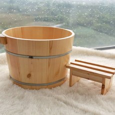 히노끼족욕 편백나무 족욕 21CM 편백 소나무 물통 원형 단통 습식 나무통, 1개, M.내장형의자가있는25cm소나무원목양동이