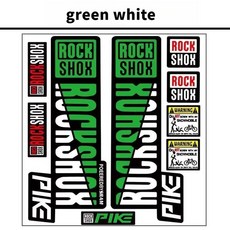 ROCKSHOX 프론트 포크 데칼 자전거 MTB Road Rock Shox PIKE 스티커 자전거 DIY 레이싱 사이클링 보호 다채로운 필름 키트, [13] green white, 1개