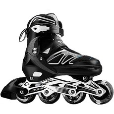 인라인 스케이트 롤러 스케이트 크기 조절 가능 모든 바퀴 빛나기 성인 어린이 어린이 메쉬 통기성 롤러 신발 롤러 고급 초보자 운동 야외, 블랙, XL(260-275mm)