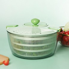 Kazama 가정용 채소 탈수기 샐러드 드라이어 주방 세채대야 과일 물바구니 4L, 녹색, 1개