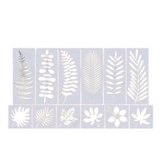 熱帶森林植物樹葉鏤空12片模板 - 噴繪塗鴉畫畫植物葉子雨林系列, 無, 5個