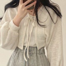 여성 크롭 볼레로 가디건 긴팔 루즈핏 자외선 차단 봄 여름 가을 나시 코디 데일리