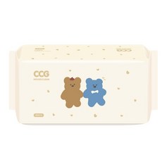 CCG 小熊乾濕兩用植物纖維洗臉巾, 80g 加厚珍珠紋洗臉巾-60抽, 1個