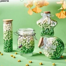 彩色星星紙幸運星折紙條，DIY許願星創意禮品，多色幸運星瓶折紙材料, 1個, *T漸變綠色540張,++ 玻璃五星瓶（可裝520顆）