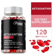 아스타잔틴 120캡슐 건강 보조 식품 캡슐당 12mg 전반적인 건강 지원 항산화 효과 제공 비GMO, 1개, 120정