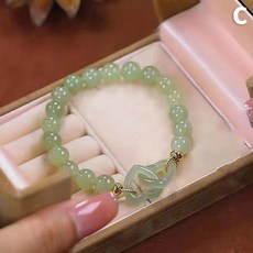 천연 옥팔찌 여름 발렌타인 데이 선물 사랑 심장 구슬 여자를위한 매력 팔찌 여자 패션 자연 보석, C, 1개