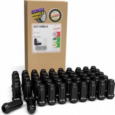 휠 액세서리 부품 60개 M14x1.5 14x1.5 나사산 트럭 2.00인치 길이 스플라인 러그 너트 검정 6 쉐보레 실버라도 포드 F 시리즈 GMC 시에라 램 해외 직배송, 휠 액세서리 부품 60개 M14x1.5 14x1.5 나