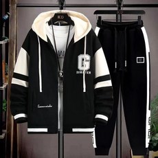 春秋季美拉德男裝套裝潮流夾克青少年學生男運動裝休閒外套兩件套