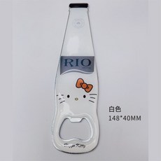 4組商務便攜啤酒開瓶器創意多功能不鏽鐵卡通紅酒可磁吸冰箱貼啓瓶器, 1個, 白色KT貓:4組