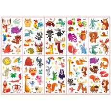 전제품 (10장세트)KC인증 어린이 타투스티커 캐릭터 판박이, AB동물, 1개