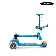 마이크로킥보드_미니 폴더블 디럭스 LED (색상선택) 유아 어린이 세발킥보드, 오션블루