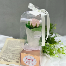 기념일 연핑크 장미 비누꽃 리본 박스 로즈데이 스승의날 여친 선물, 핑크, 1개