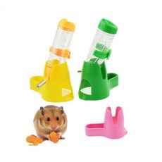 햄스터 자동급수기 125ml 케이지 물통 반려동물 안전 위생 투명 누수방지 거치 간편 청소 용량, 엘로우 DC001957, 1개