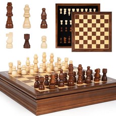 성인 및 아동용 자석 나무 체스 세트 30.5cm(12인치) 체스 보드 수제 자석 체스 피스 포함 엑스트라 퀸 2개 클래식 전략 게임 교육용 보드 게임 선물142139, 성인 및 아동용 자석 나무 체스 세트, 30.5cm(1