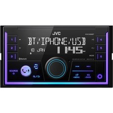 JVC KD-SX27BT 자동차 스테레오 블루투스 지원 100W 디지털 미디어 리시버 15A USB 충전 가능 싱글 DIN 헤드 유닛 AMFM 오디오 입력 리모트 앱, Double DIN Receiver