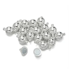 원형 마그네틱 걸쇠 커넥터 금속 비드 펜던트 DIY 팔찌 목걸이 쥬얼리 제작 액세서리 10 세트 6mm 8mm 10mm, 02 6mm, 04 Silver