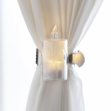 LED 아크릴양초커튼집게 8cm 크리스마스 인테리어 장식 고정 타이백, 3개