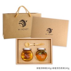 Mr.HONEY 蜂蜜先生 蜜漬禮盒(240gX2), 1個, 蜂蜜漬檸檬+蜂蜜漬百香果