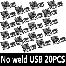120PCS Type-C USB 5V 2A 부스트 컨버터 스텝 업 전원 모듈 리튬 배터리 보호 LED 디스플레이 DIY, 05 No weld USB 20PCS