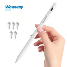 WOWWAY 아이패드 펜슬 터치펜 애플 iPad 호환용 블루투스형 usb-c 초미세 터치플렉스펜 스마트펜, 1개, 화이트