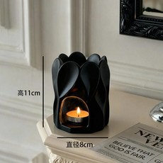 北歐磨砂陶瓷精油爐 花瓣造型香薰燈 擴香器 融蠟台 附贈茶蠟, 花瓣爐（黑色）