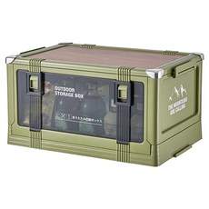 YEAAYE 캠핑용 접이식 수납 상자 우드 상판 버전 대형, 1개, 1단, 그린