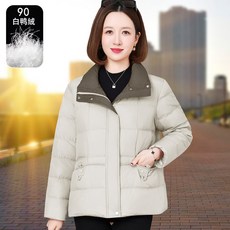 連帽立領寬鬆保暖白鴨絨羽絨服女外套