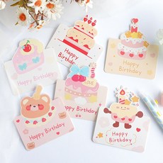 생일 축하 미니카드 6종 세트, 24개