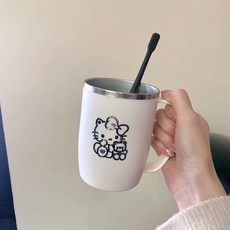 日式304不鏽鋼洗漱杯防摔刷牙水杯帶手柄一家三口簡約可愛漱口杯, 1個, 白色kT貓漱口杯,僅以上所選