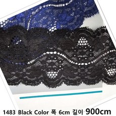 DKLACE-1483 / 자가드 스판 레이스 (폭 6cm 길이 1yd / 3yd / 5yd / 10yd기준), 10개, 블랙
